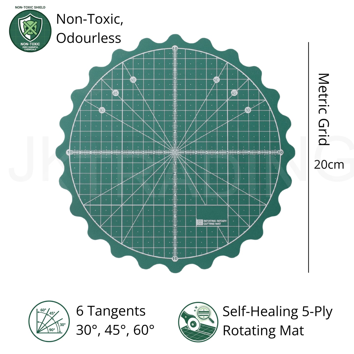 20cm Small Green Round Self-Healing Rotating Cutting Mat