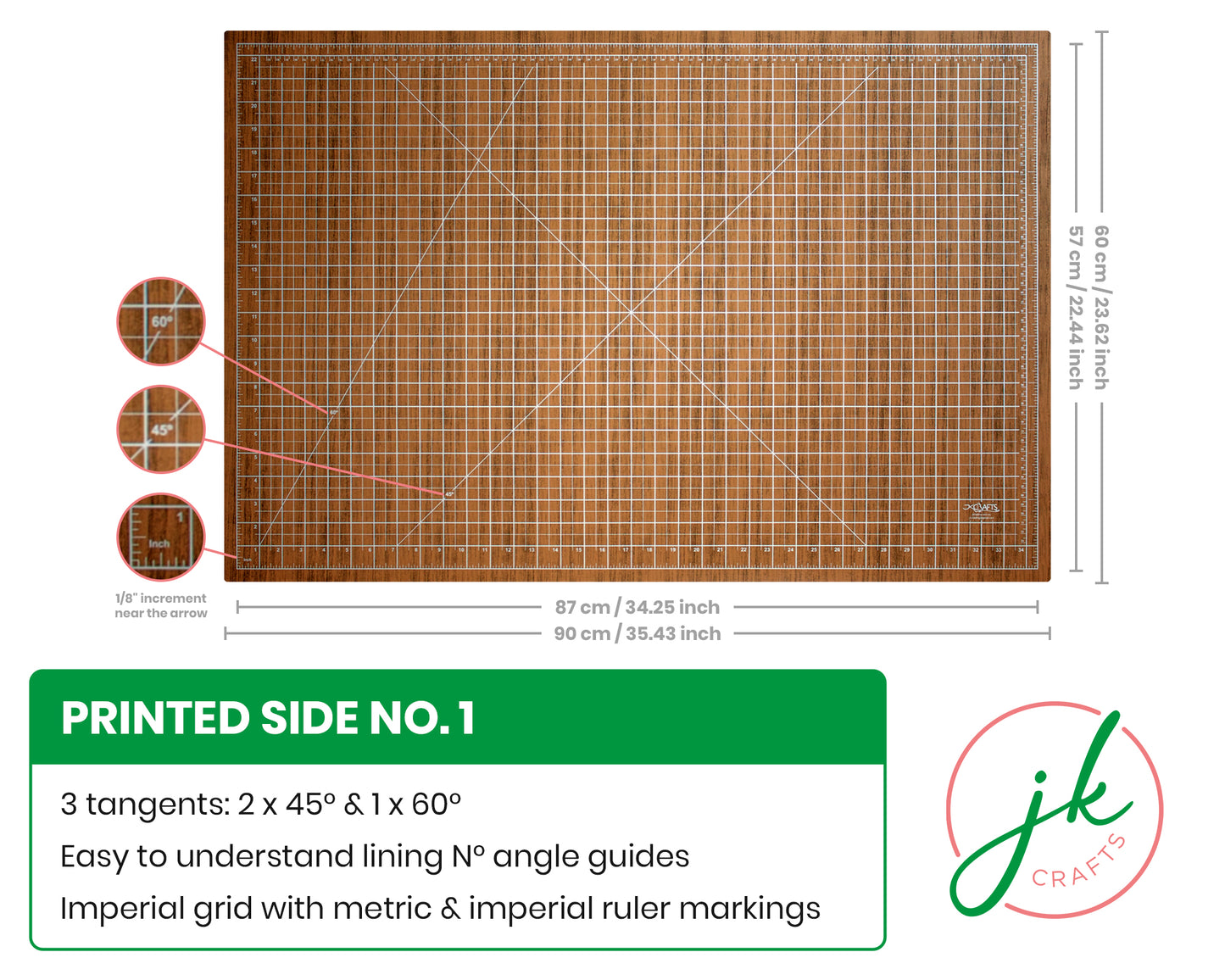 Self Healing Cutting Mat A1 - 5-Ply Normal PVC - Wood Grain