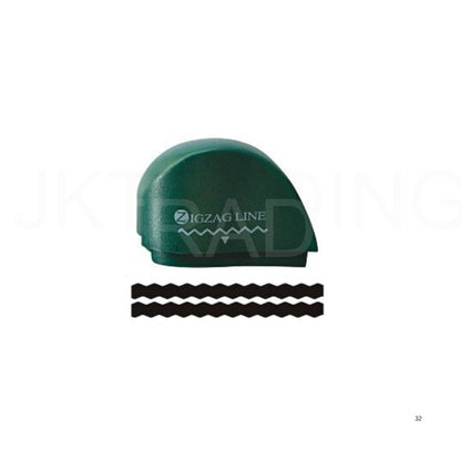 Dark green zigzag pinking trimmer cutter blade refill head displaying a crisp serrated trail option.