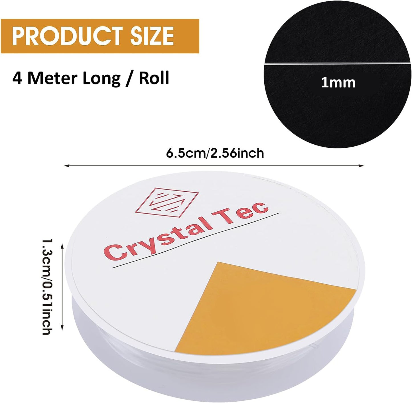 Product packaging with 'Crystal Tec' branding and dimensions displayed.