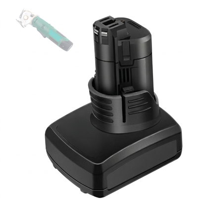 High-capacity 4Ah rechargeable lithium-ion power tool battery pack for cordless rotary fabric cutters.