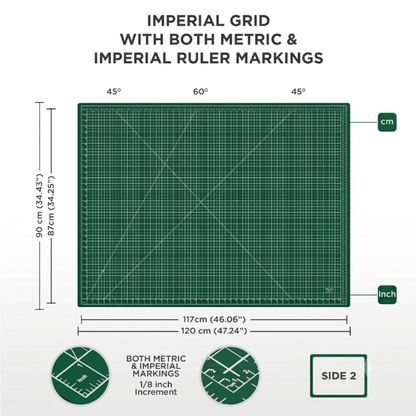 Technical product overview graphic of the classic green A0 self-healing cutting mat highlighting its multi-layer construction.