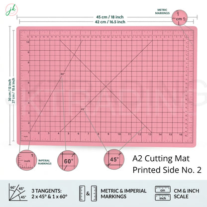 Small A3 pastel pink hobby modeling cutting board detailing its integrated metric scale rulers and angle guides.