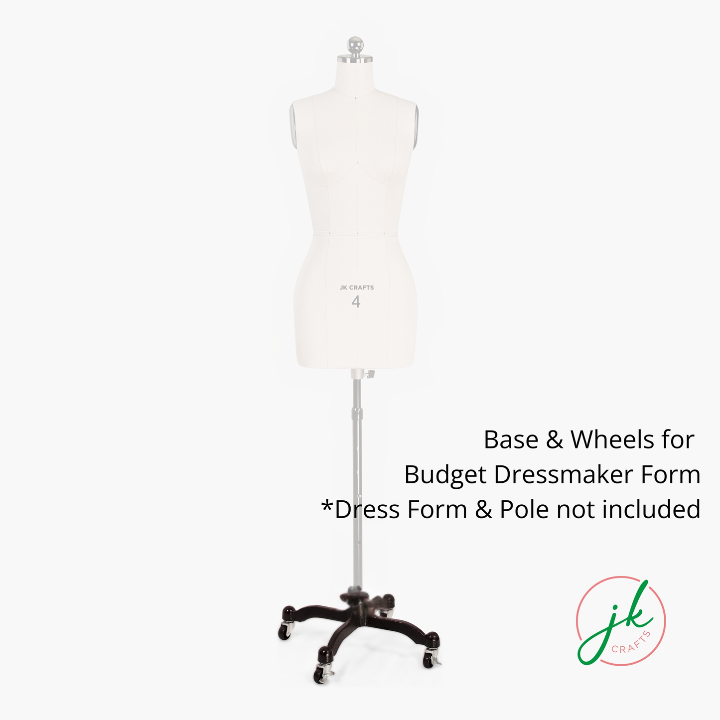Heavy-Duty Cast Iron Rolling Base with Locking Wheels for Pro Dressmaker Form Budget Edition