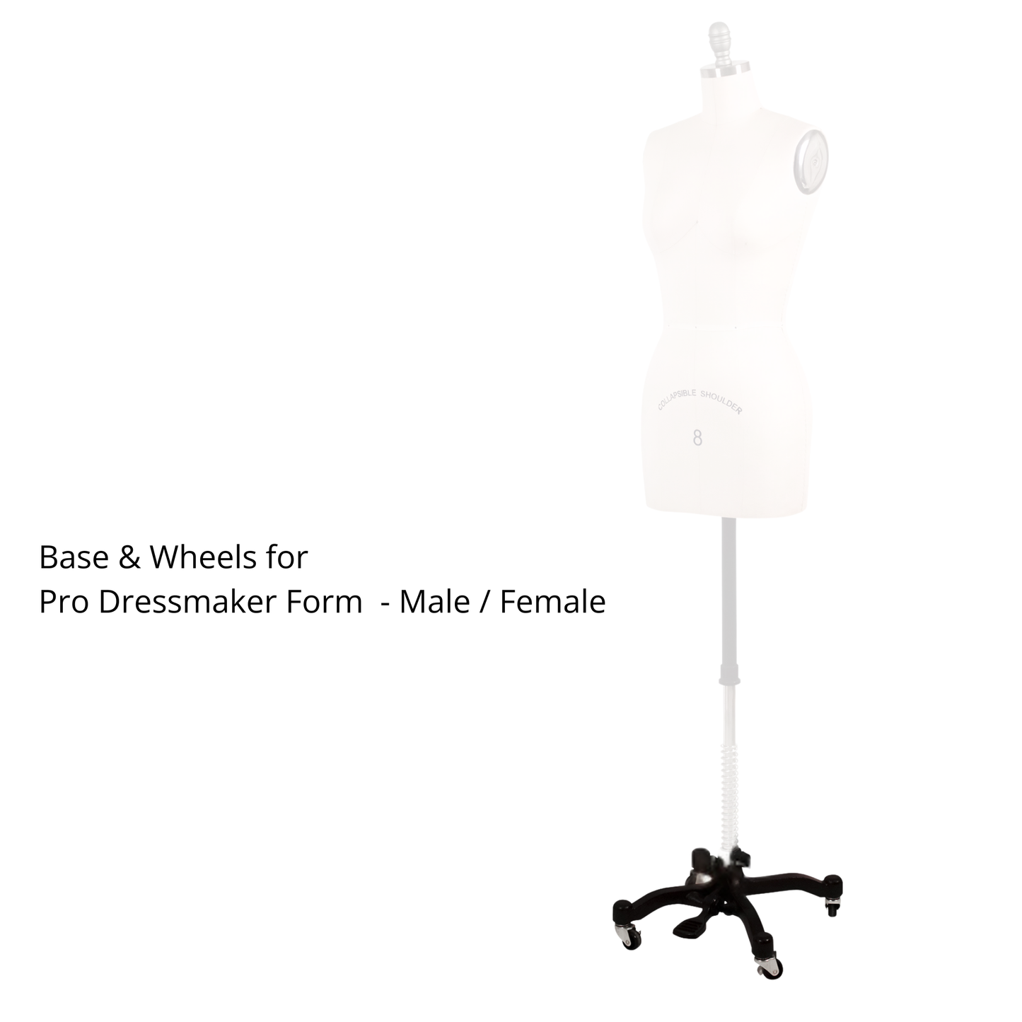 Heavy-Duty Cast Iron Rolling Base with Locking Wheels for Professional Dressmaker Form