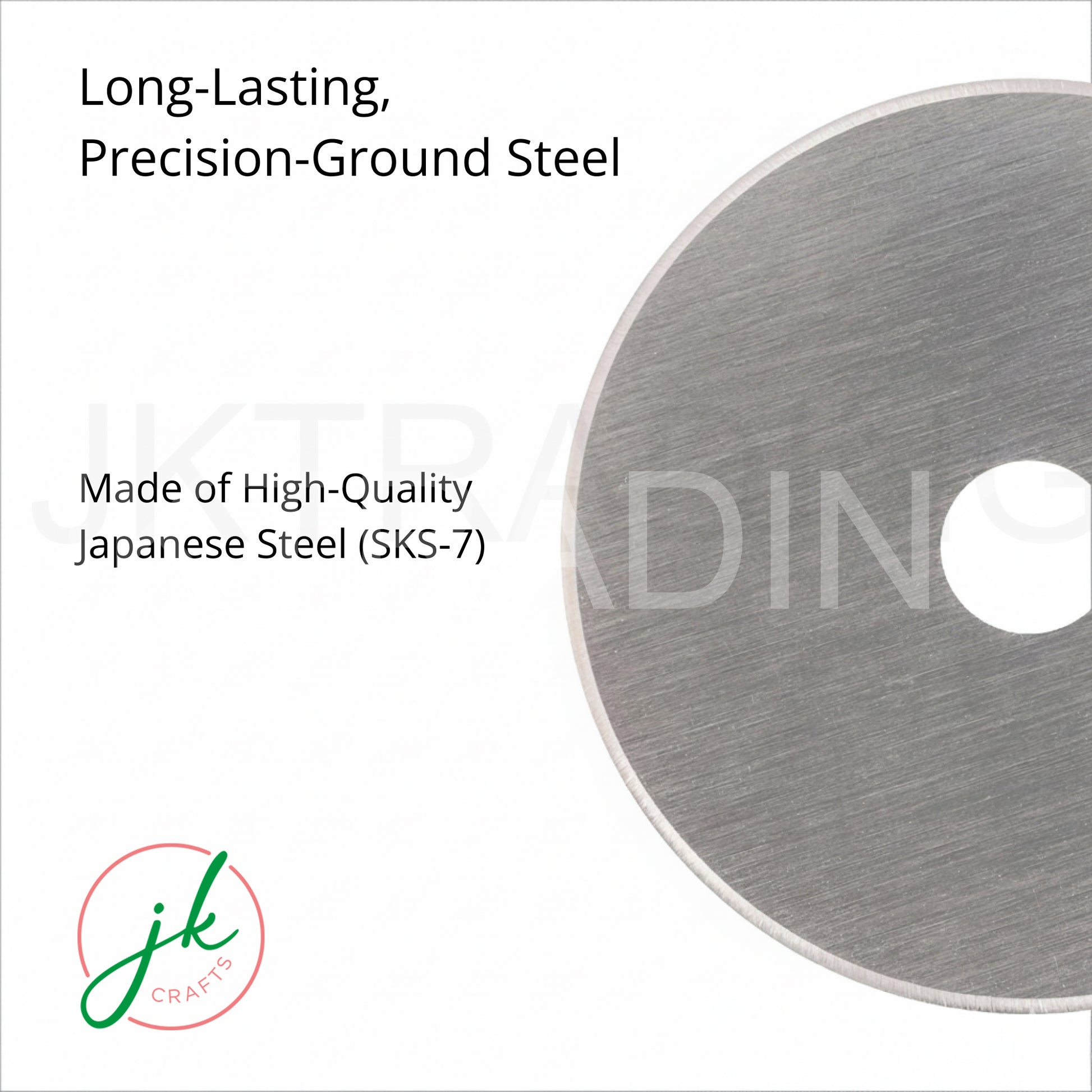 High-magnification view showcasing the ultra-sharp ground bevel edge of a precision-cut steel rotary disc.