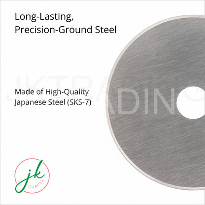High-magnification view showcasing the ultra-sharp ground bevel edge of a precision-cut steel rotary disc.