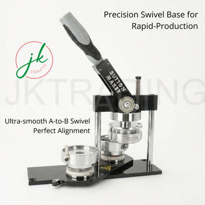 JKCrafts heavy-duty button badge maker machine with N3 mould and precision swivel base for rapid production.