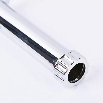 Macro view focusing on the threaded front cap ring screw of a polished steel fondant icing extruder syringe.