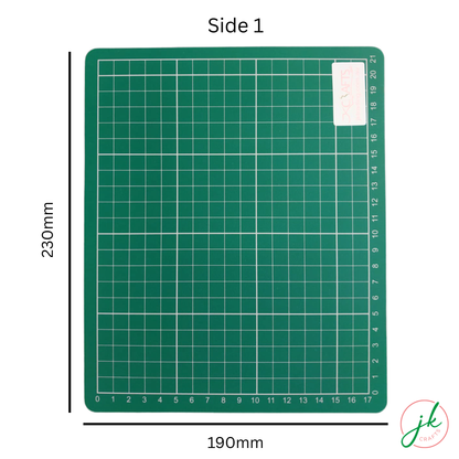A5 Green cutting mat with grid lines and measurements on a white background