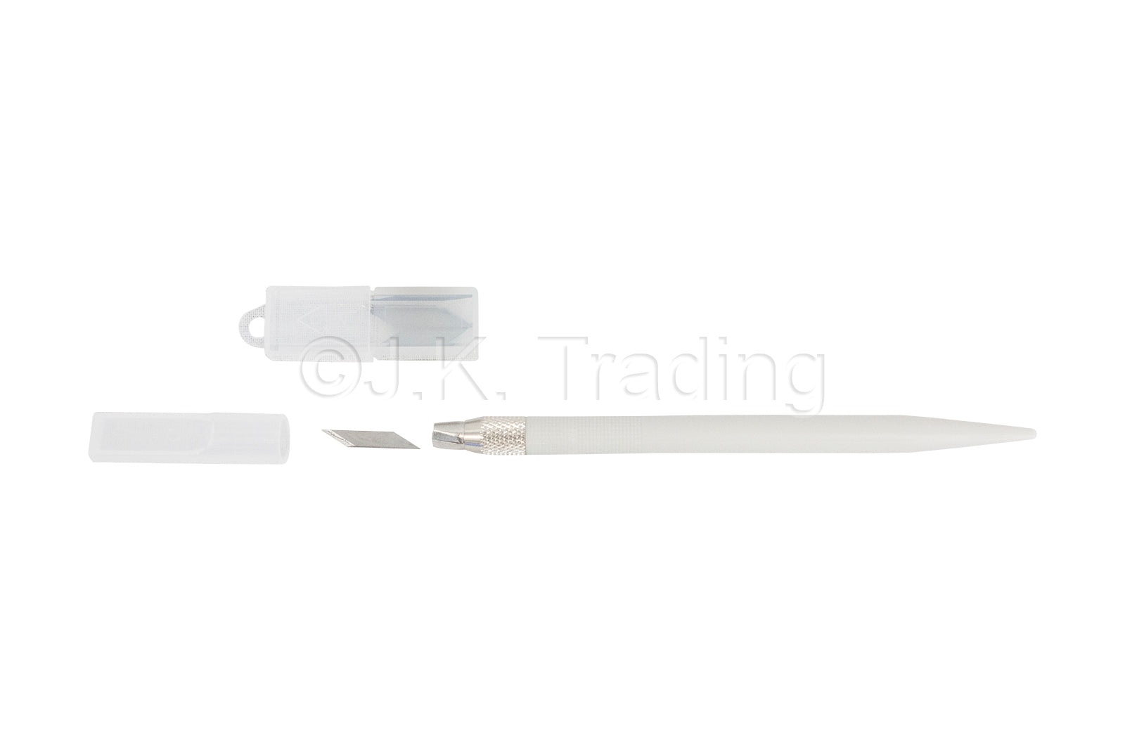 Minimalist product shot of an adjustable acrylic template metric ruler tool with clear alignment guide marks.