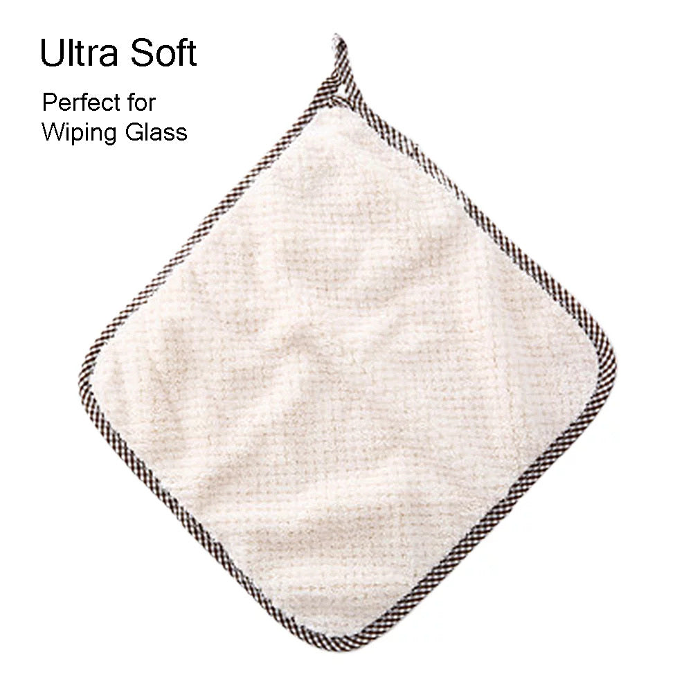 Ultra soft cloth with black checkered border on a white background