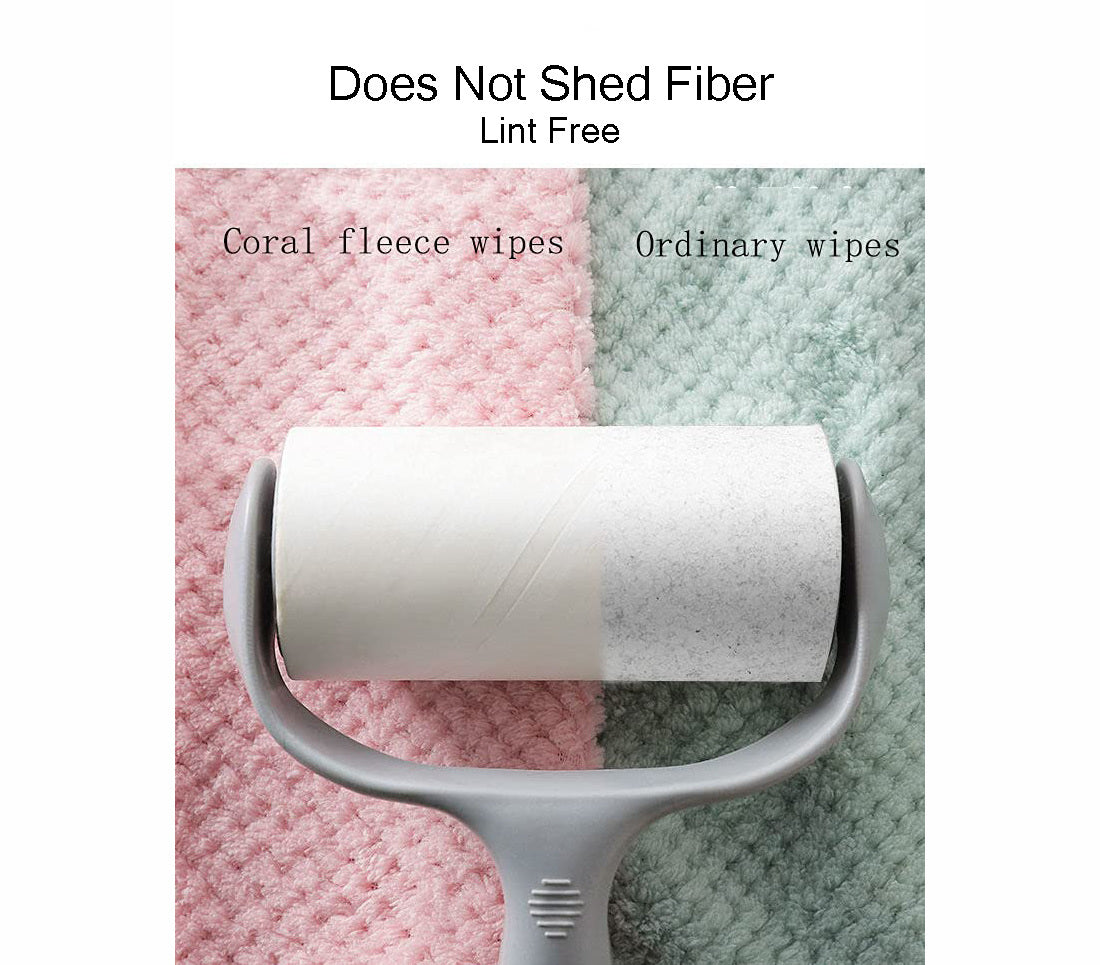 Lint roller with coral fleece wipes and ordinary wipes on a white background