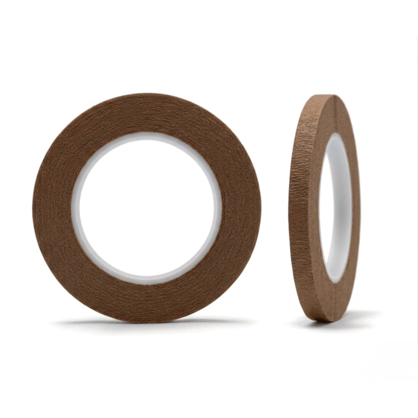 Two rolls of brown tape on a white background