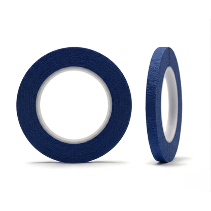Two rolls of blue tape on a white background