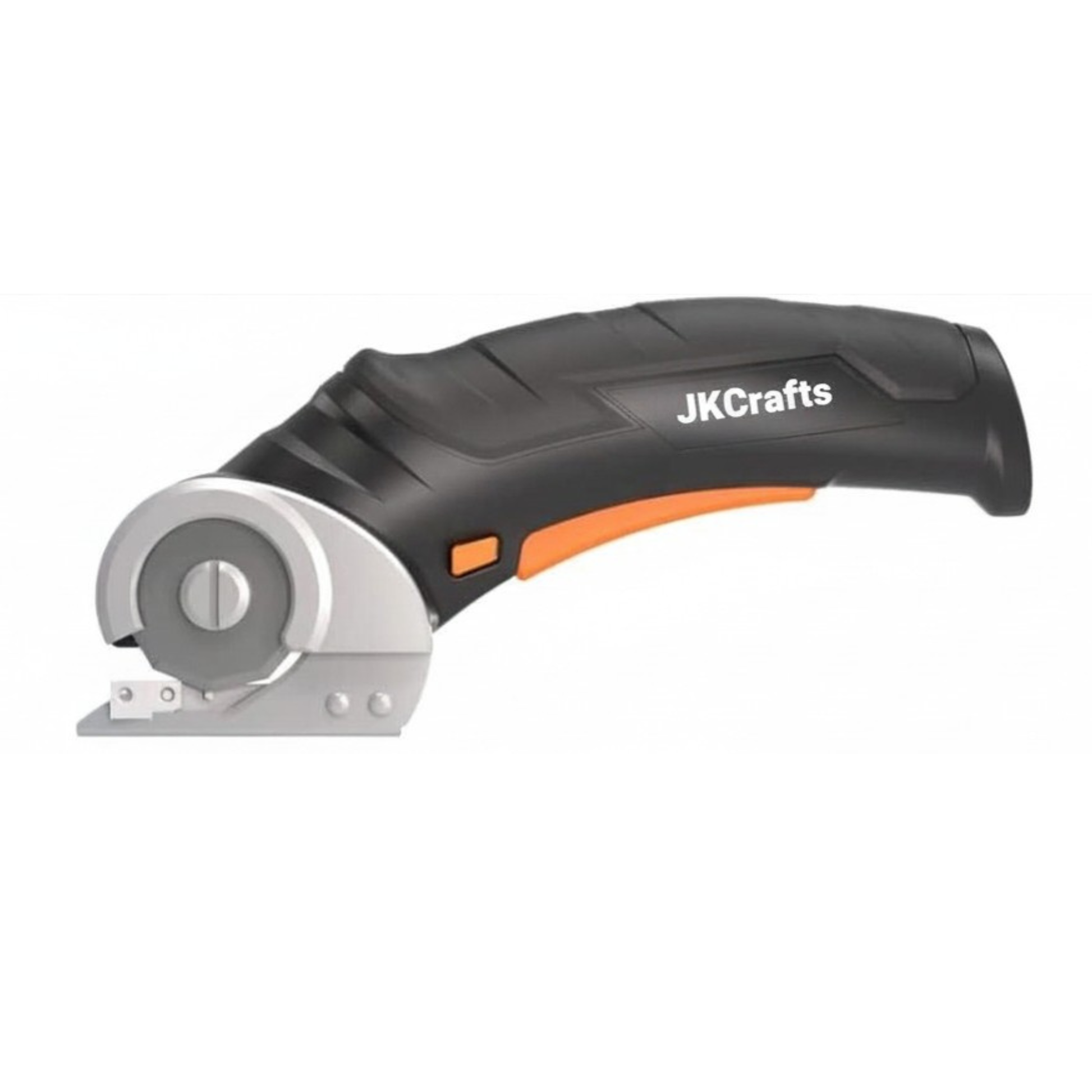 Circular cutting tool with black and orange handle on a white background, branded 'JK Crafts'.