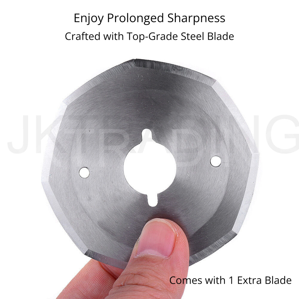 Hand holding a premium 70mm replacement octagonal alloy steel blade featuring a high-durability edge.