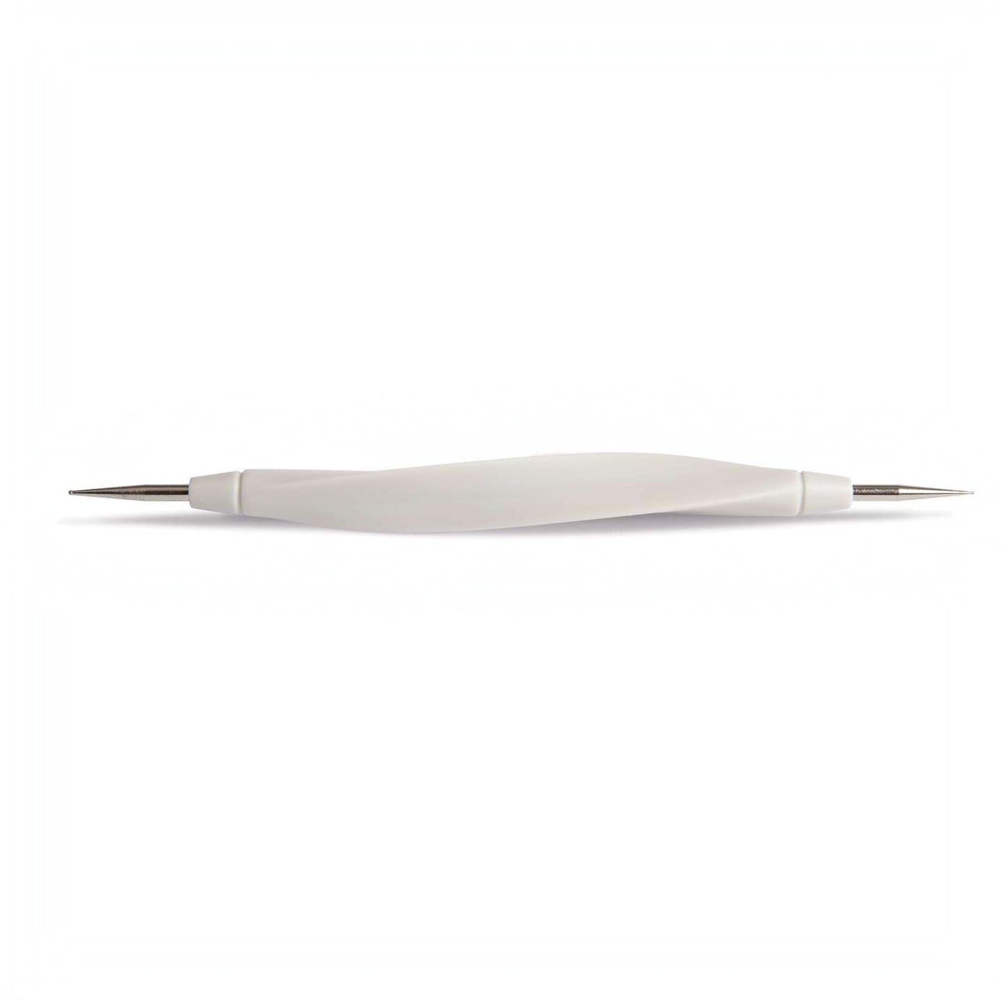 Ergonomic white double-ended tracing stylus tool with durable stainless steel ball points on both ends.