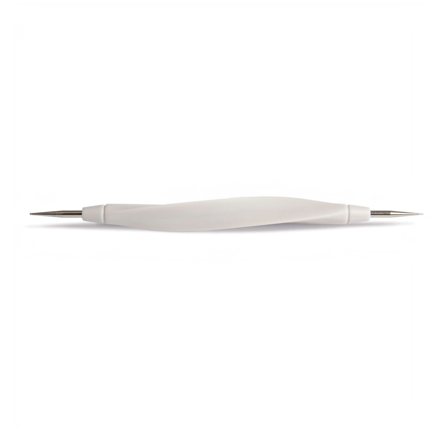 Ergonomic white double-ended tracing stylus tool with durable stainless steel ball points on both ends.
