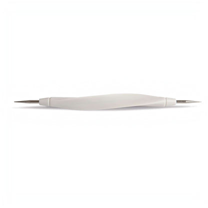 Ergonomic white double-ended tracing stylus tool with durable stainless steel ball points on both ends.