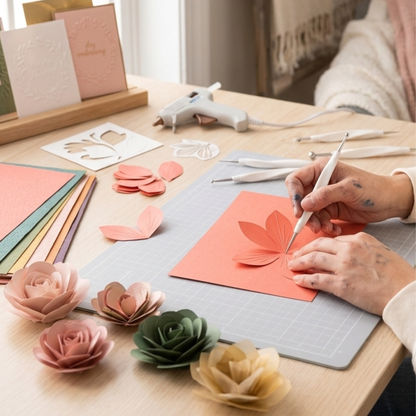 Close-up view of a premium white dual-tip embossing stylus tool for tracing and cardmaking.