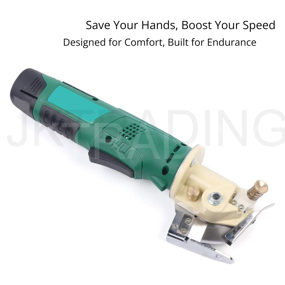 Slim body profile view of the premium portable heavy-duty electric shearing shears for industrial tailoring.