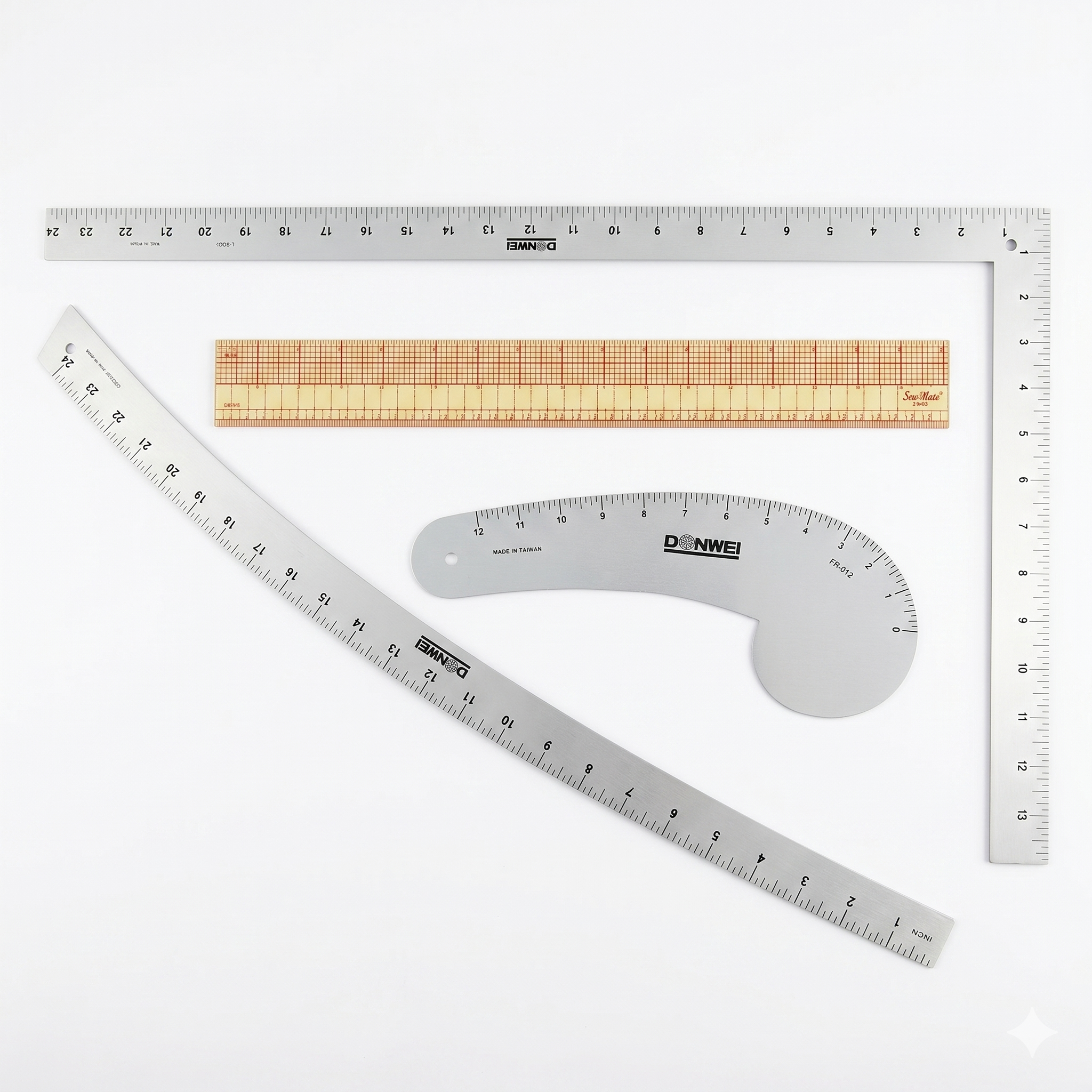 Professional 4-Piece Pattern Making Ruler Kit | JKCrafts