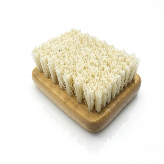 Premium rectangular wool needle felting brush punch mat with a natural wooden base for stable crafting.