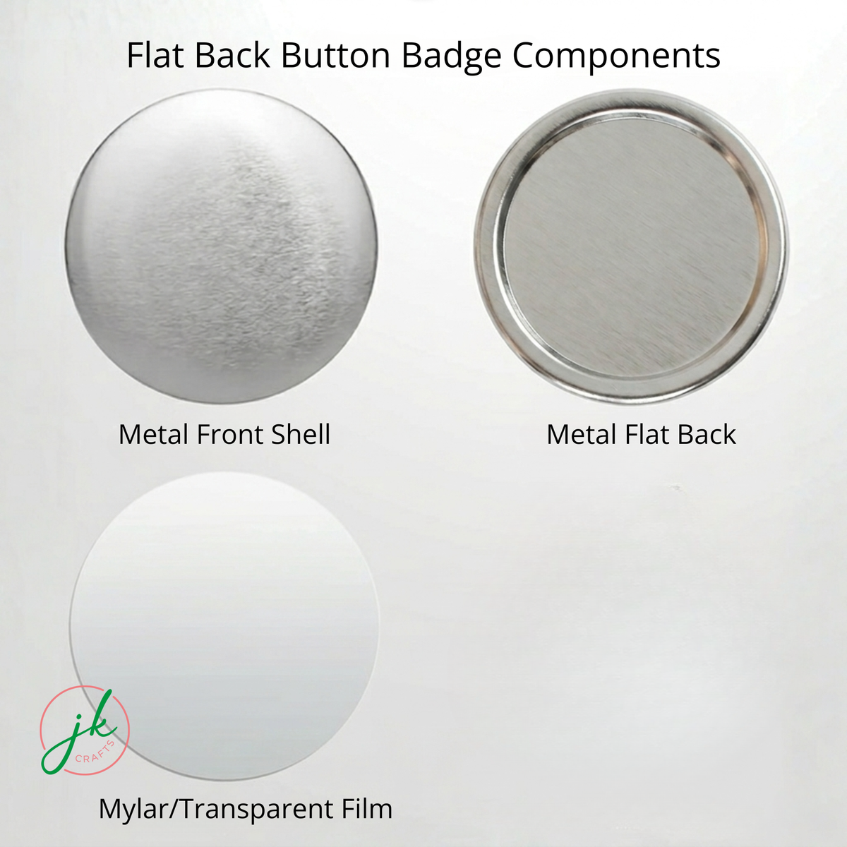 JKCrafts 25-75mm Metal Flat Back Blank Badges - 100-1100 Pcs | DIY Badge Maker Machine Supplies & Premium Tinplate Button Parts