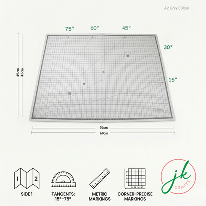 Product spec layout diagram for the intermediate A2 foldable model variant showing clean imperial and metric measurements.
