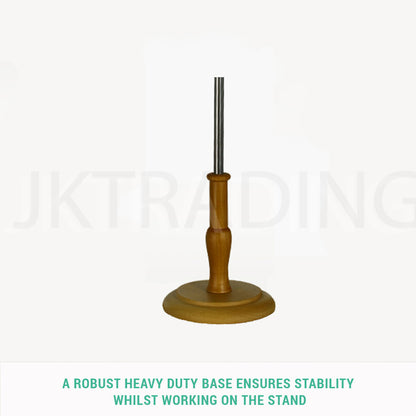 Premium height-adjustable turned wooden table stand base component for the half scale fashion mannequin.