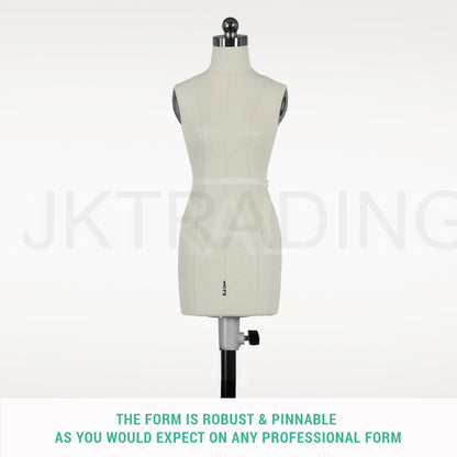 Back profile view of the linen half-scale female design torso showing clean structural body lines.