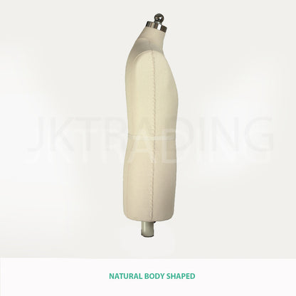 Mannequin torso with natural body shape on a white background