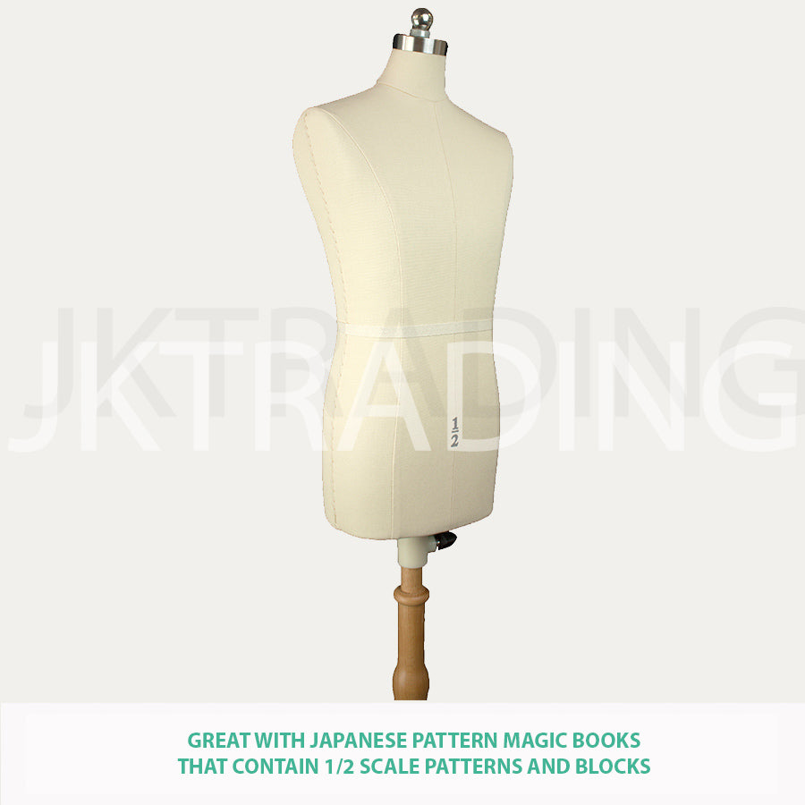 Three-quarter profile of the mini male fashion design torso highlighting heavy-duty, long-lasting construction.