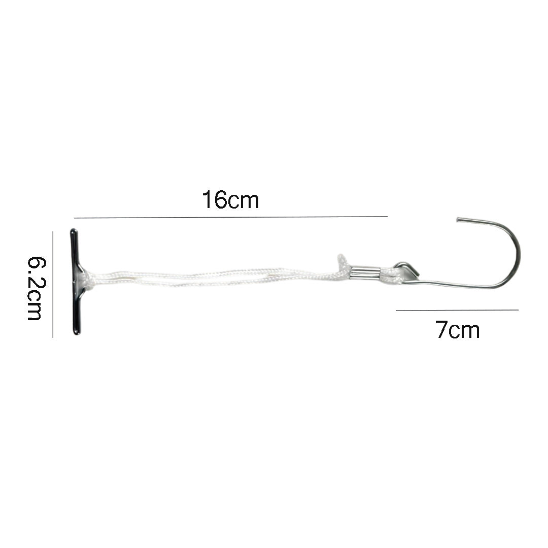 Technical dimension layout detailing the 18cm cord length and 7cm hook size of the pattern hanger.