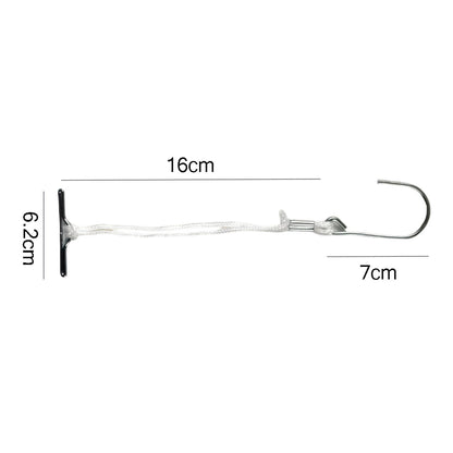 Technical dimension layout detailing the 18cm cord length and 7cm hook size of the pattern hanger.