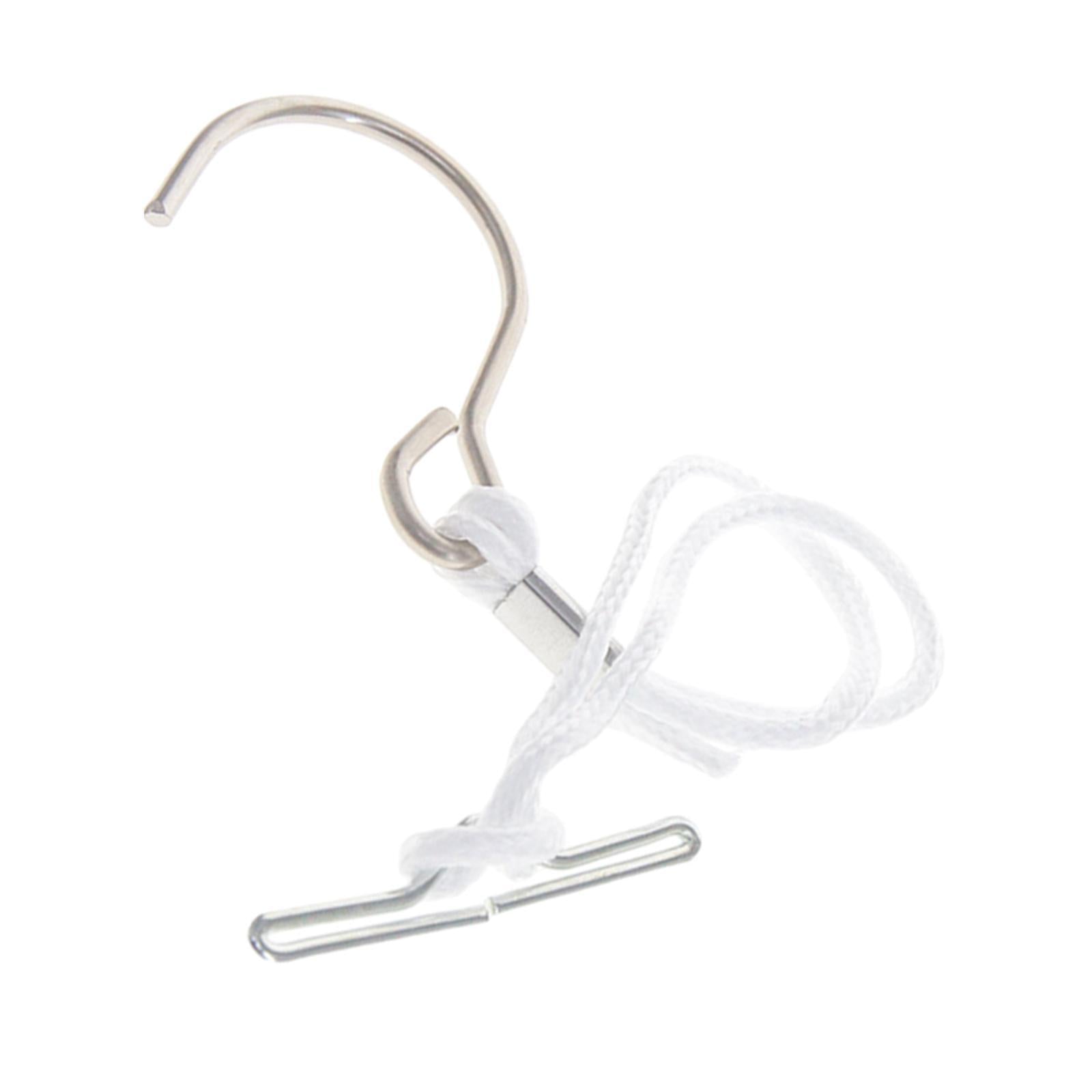 Isolated view of a premium flexible white cord pattern storage hanger hook for dressmakers.