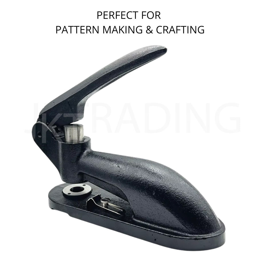 Black leather embossing tool on a white background with text 'Perfect for Pattern Making & Crafting'.