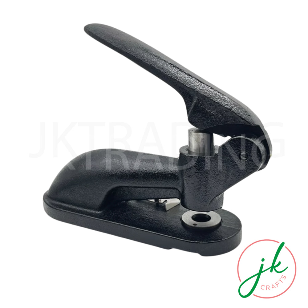 Professional industrial tabletop single hole punch machine isolated on a clean white background.