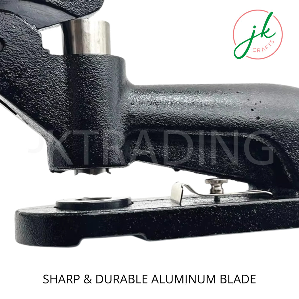 Black sewing machine with a sharp and durable aluminum blade on a white background, featuring the brand 'jk craft'.