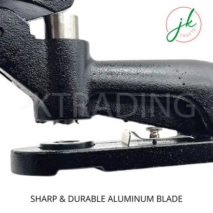 Black sewing machine with a sharp and durable aluminum blade on a white background, featuring the brand 'jk craft'.