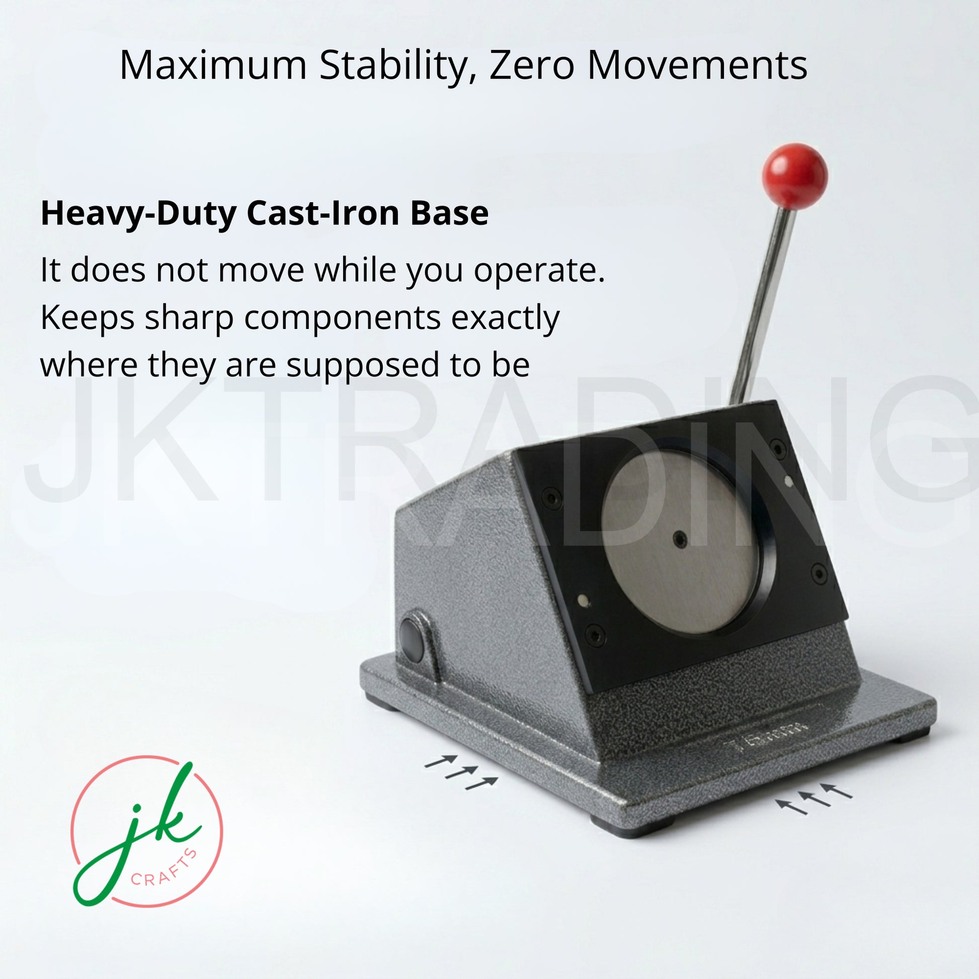 Industrial grade heavy duty standing paper circle cutter featuring a solid cast iron base for stability.