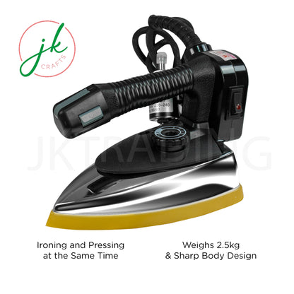 Profile view of the lightweight, ergonomic design iron body highlighting the smooth, polished metal soleplate.