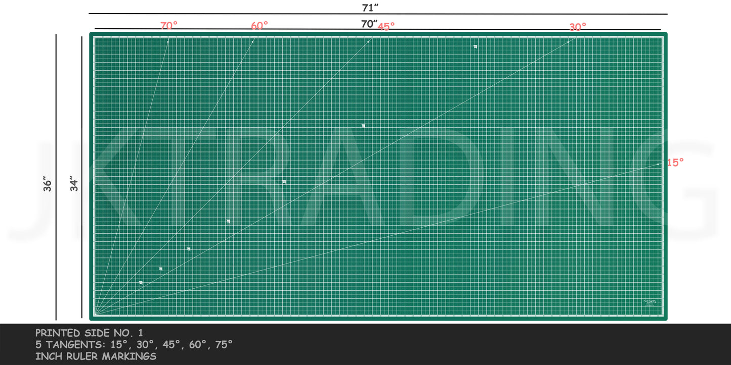 Green cutting mat with grid lines and measurements, featuring the brand 'Strading'.