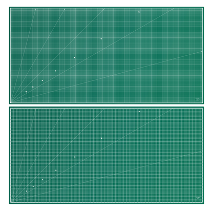 LA05 180x90cm Two green cutting mats with grid lines on a white background