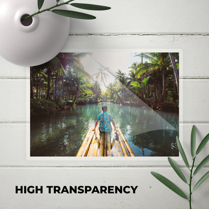 Vibrant glossy landscape photograph showing the high transparency and color-enriching finish of the laminating film.