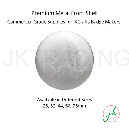 Metallic front shell for badge makers with JKCRAFTS branding on a white background