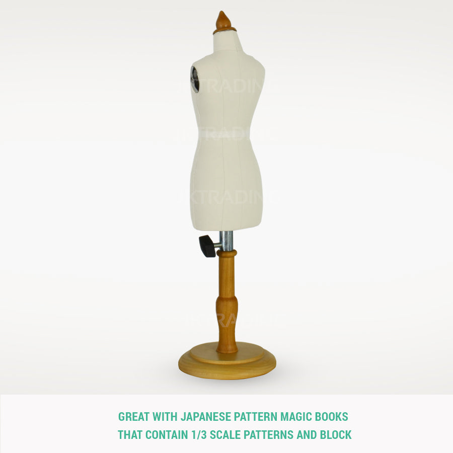 Full side profile view of the half scale female pants mannequin highlighting realistic hip and upper thigh contours.