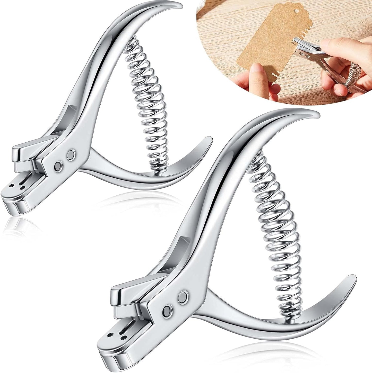 Stainless steel pattern notcher tool shown slicing a clean alignment slit into a brown kraft paper edge.