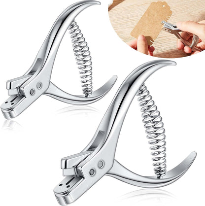 Stainless steel pattern notcher tool shown slicing a clean alignment slit into a brown kraft paper edge.